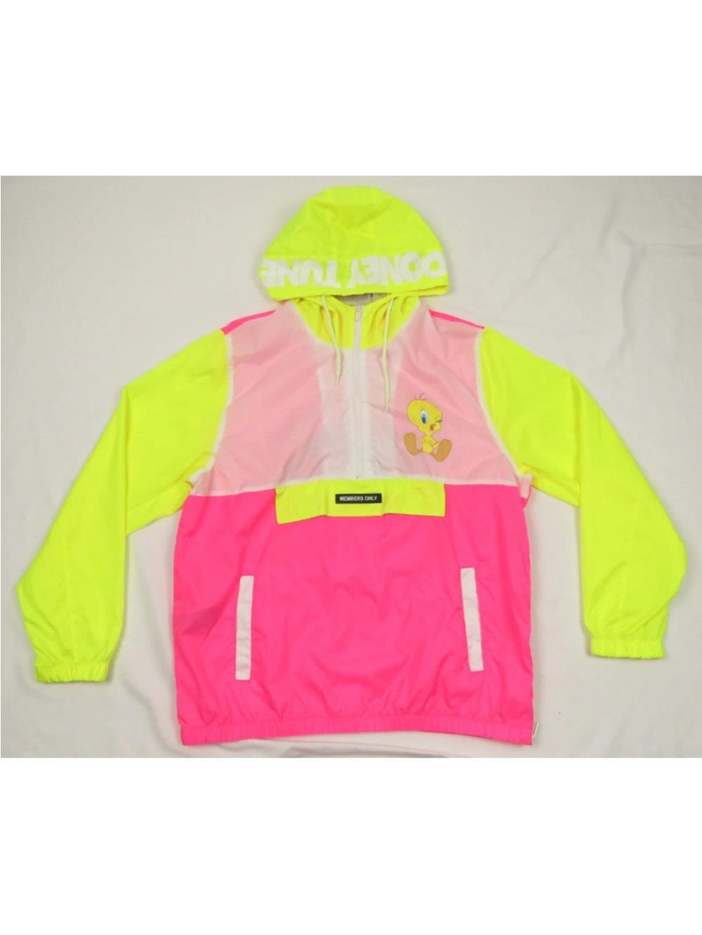 Looney Tunes Members Only Hooded 1/2 Zip Pullover Lightweight Windbreaker Jacket
